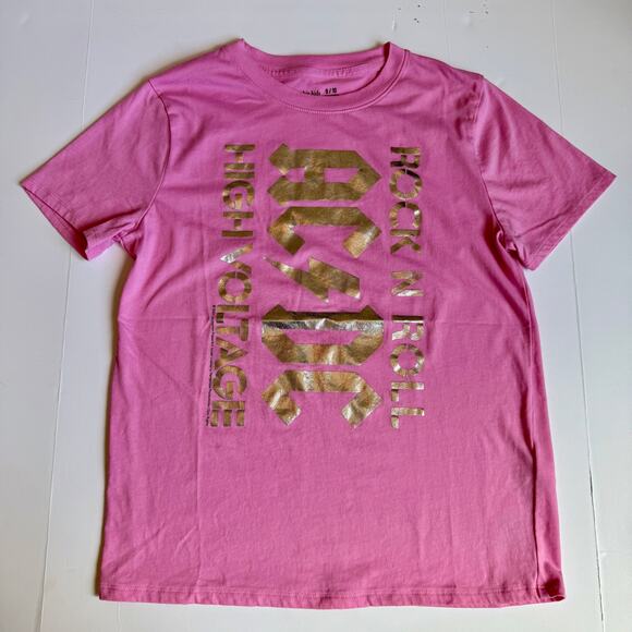 Abercrombie Kids Oversized AC/DC Pink Graphic Tee 9/10 - Picture 2 of 7